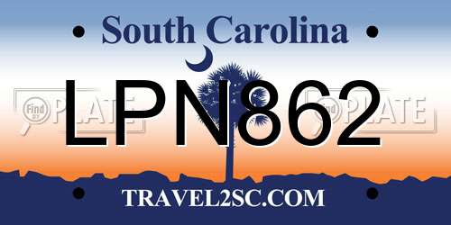 LPN862 South Carolina License Plate