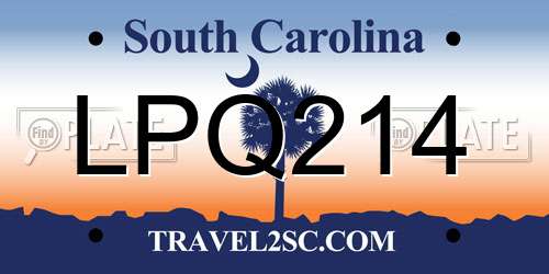 LPQ214 South Carolina License Plate