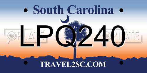 LPQ240 South Carolina License Plate