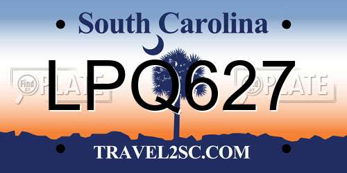 LPQ627 South Carolina License Plate