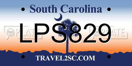 LPS829 South Carolina License Plate