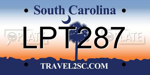 LPT287 South Carolina License Plate