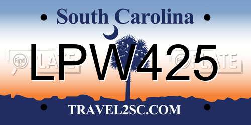 LPW425 South Carolina License Plate
