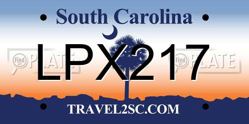 LPX217 South Carolina License Plate