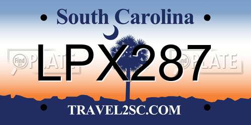 LPX287 South Carolina License Plate