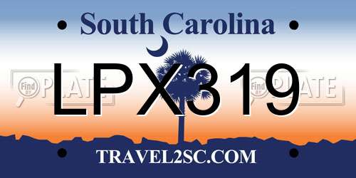 LPX319 South Carolina License Plate