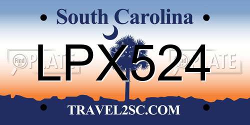 LPX524 South Carolina License Plate