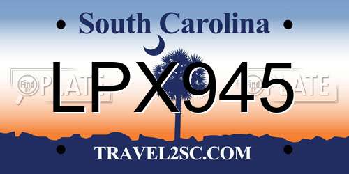LPX945 South Carolina License Plate