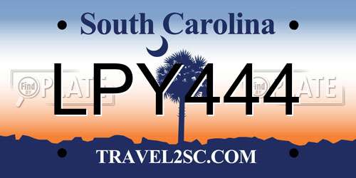 LPY444 South Carolina License Plate