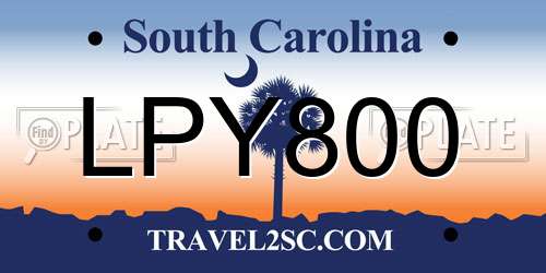 LPY800 South Carolina License Plate