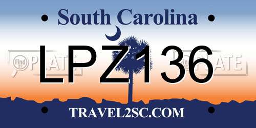LPZ136 South Carolina License Plate