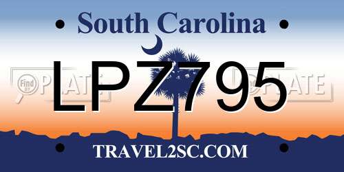LPZ795 South Carolina License Plate