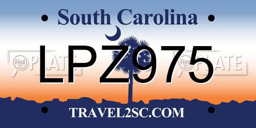 LPZ975 South Carolina License Plate