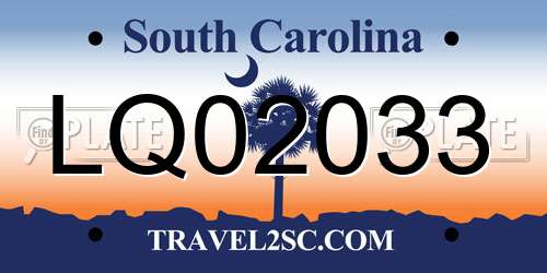 LQ02033 South Carolina License Plate