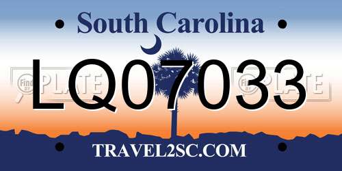 LQ07033 South Carolina License Plate