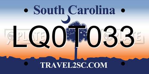 LQ0T033 South Carolina License Plate
