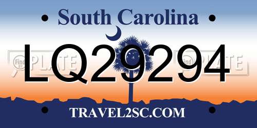 LQ29294 South Carolina License Plate