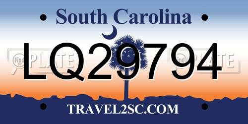 LQ29794 South Carolina License Plate