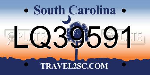 LQ39591 South Carolina License Plate