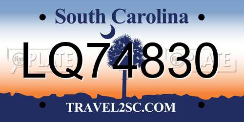 LQ74830 South Carolina License Plate