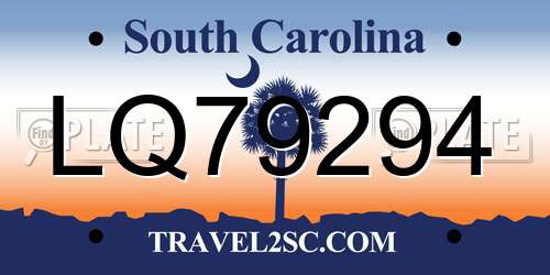 LQ79294 South Carolina License Plate