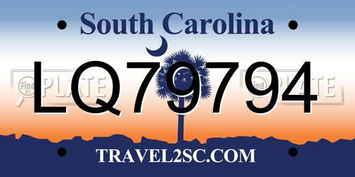 LQ79794 South Carolina License Plate