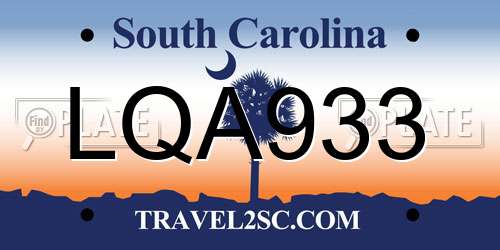 LQA933 South Carolina License Plate