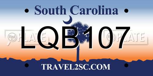 LQB107 South Carolina License Plate