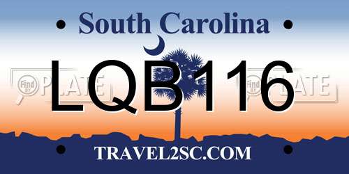 LQB116 South Carolina License Plate