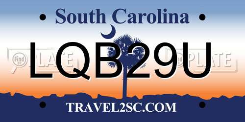 LQB29U South Carolina License Plate