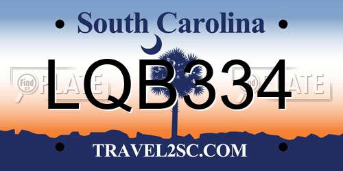LQB334 South Carolina License Plate