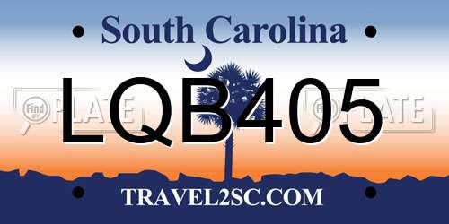 LQB405 South Carolina License Plate