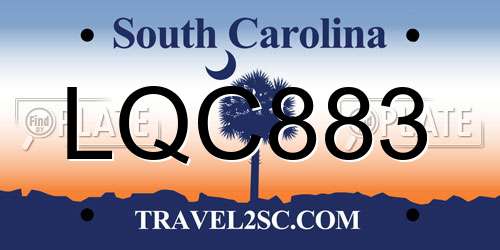 LQC883 South Carolina License Plate