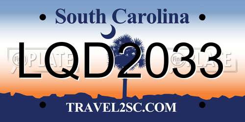 LQD2033 South Carolina License Plate