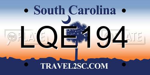 LQE194 South Carolina License Plate