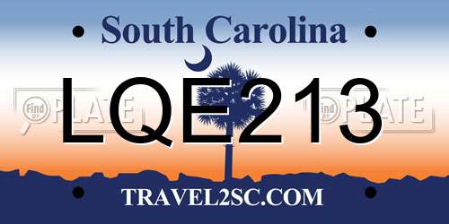 LQE213 South Carolina License Plate
