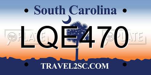 LQE470 South Carolina License Plate