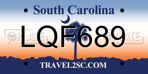 LQF689 South Carolina License Plate