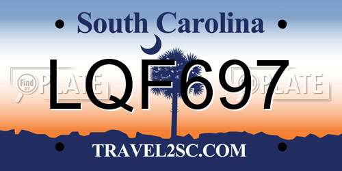 LQF697 South Carolina License Plate