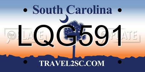 LQG591 South Carolina License Plate