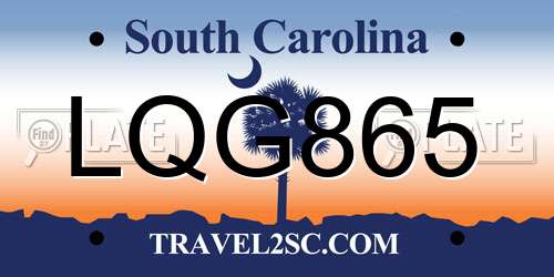 LQG865 South Carolina License Plate