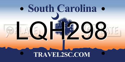 LQH298 South Carolina License Plate