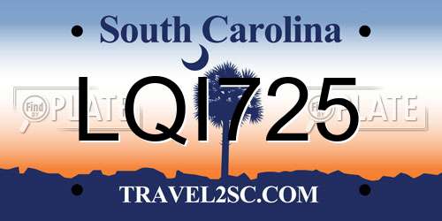 LQI725 South Carolina License Plate