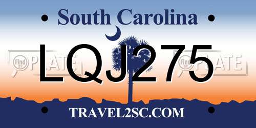 LQJ275 South Carolina License Plate