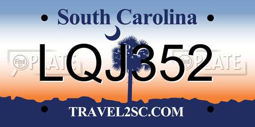 LQJ352 South Carolina License Plate