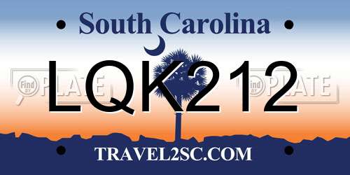LQK212 South Carolina License Plate