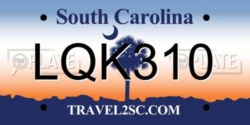 LQK310 South Carolina License Plate