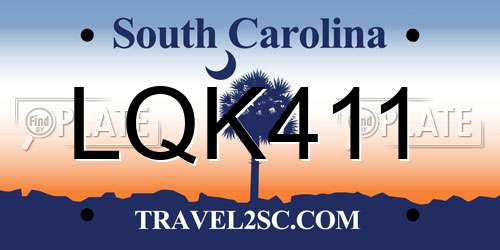 LQK411 South Carolina License Plate