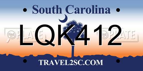 LQK412 South Carolina License Plate
