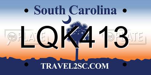 LQK413 South Carolina License Plate